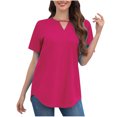 thumbnail image 1 of Blouses for Women Solid Color Round Neck Short Sleeve T-Shirt Blouse Tops, 1 of 1
