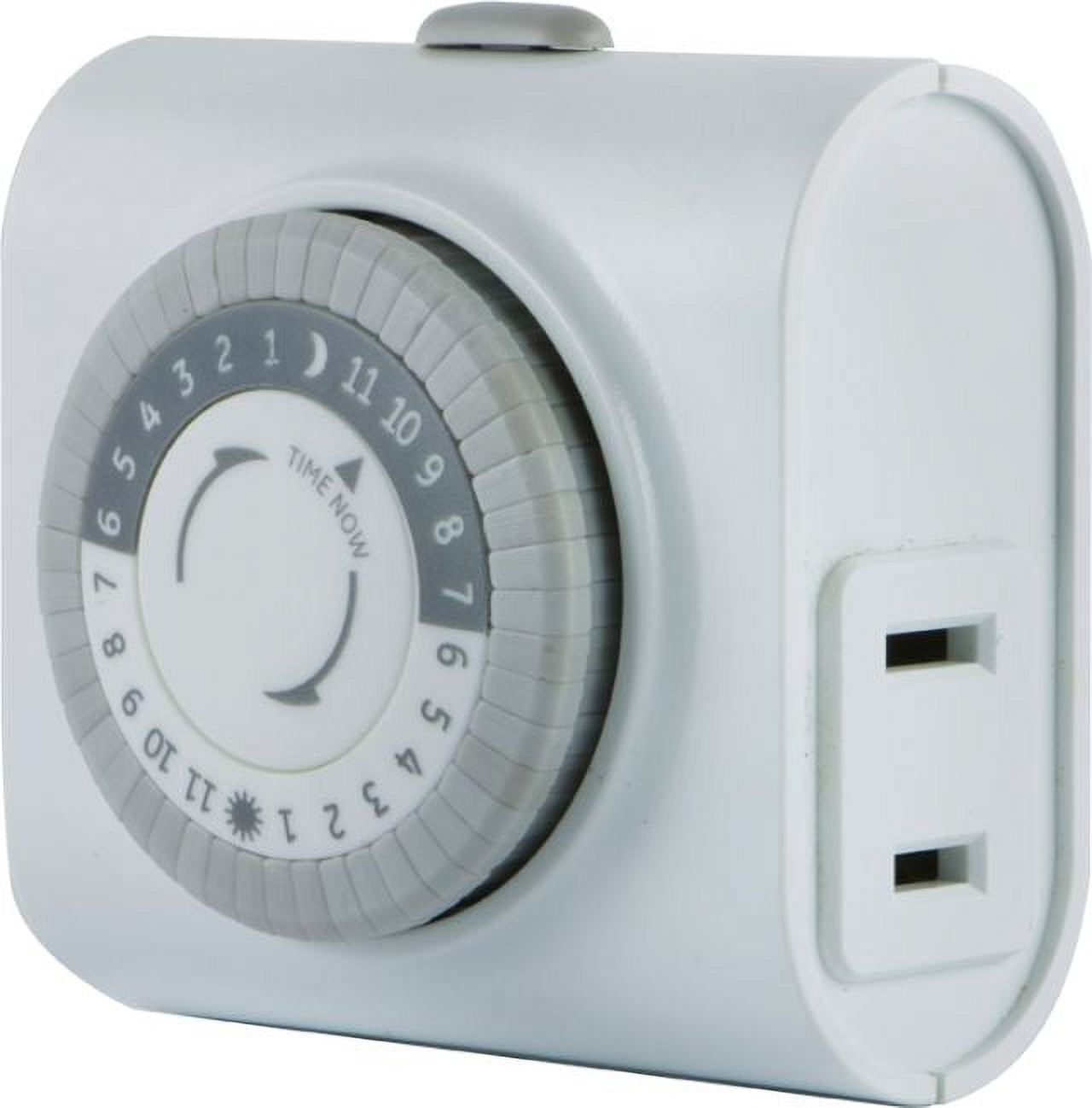 GE, 15119 24-Hour Indoor Basic Timer, 1 Polarized Outlet, Plug-In, Daily On/Off Cycle, 30 Minute Interval, for Lamps, Seasonal Appliances, and Portable Fans, 1 Pack