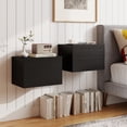 thumbnail image 2 of Costway 2 PCS Modern Floating Nightstand, Wall Mounted Bedside Table with 2 Storage Drawers Black, 2 of 10