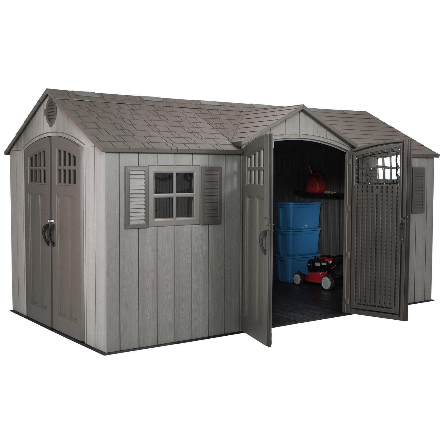 Lifetime Outdoor Storage Shed, 15 ft x 8 ft With Dual Side Entry