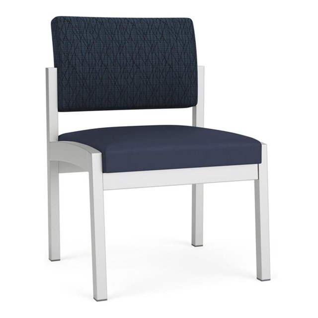 Lenox Steel Reception Waiting Armless Guest Chair / Silver Steel / Blue / Blue