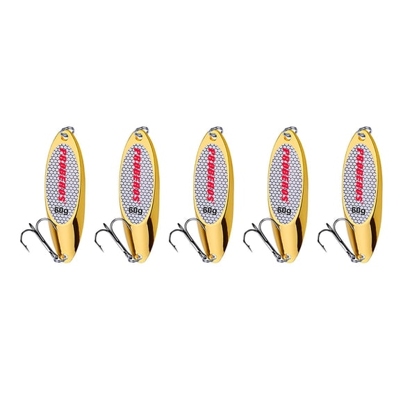 5 Pcs Cuillères de Pêche, Leurres de Pêche, Leurres de jigging, Leurres pour Achigan et Truite Achigan Or 60 g