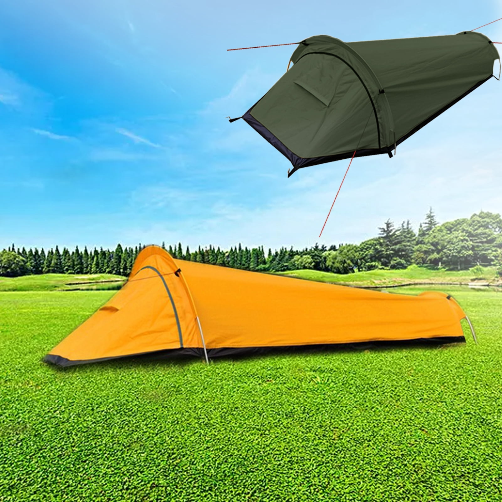 1 Set Waterproof Windproof Backpacking Tent Good Ventilation Rest And Sleep Outdoors Ultralight Single Person Camping Tent for Travel
