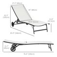 thumbnail image 3 of Outsunny 2PCs Lounge Chairs with Wheels, 5-Level Adjustable Backrest, White, 3 of 10