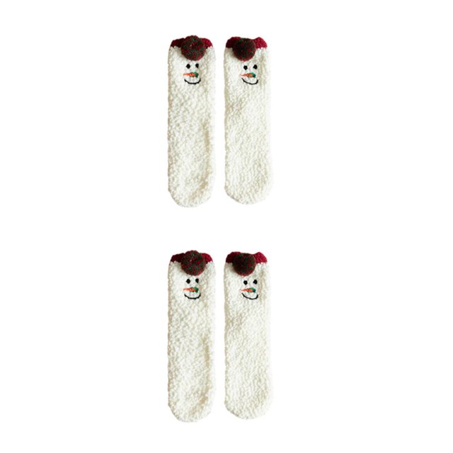 Transemion Step Into Holiday Spirit With These Christmas Fluffy Socks Fashionable Bed Socks Colorful snowman 2Set
