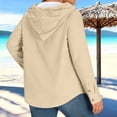 thumbnail image 3 of Wo-Fusoul Blouse for Women, Plus Size Long Sleeve Hooded Top with Button Front and Drawstring, Casual Solid Color Tunic, 3 of 7