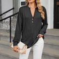 thumbnail image 1 of RXIRUCGD Mode Décontractée pour Femmes Sweat-Shirt à Manches Longues Col en V Confortable, Noir, Taille: TG, 1 of 9