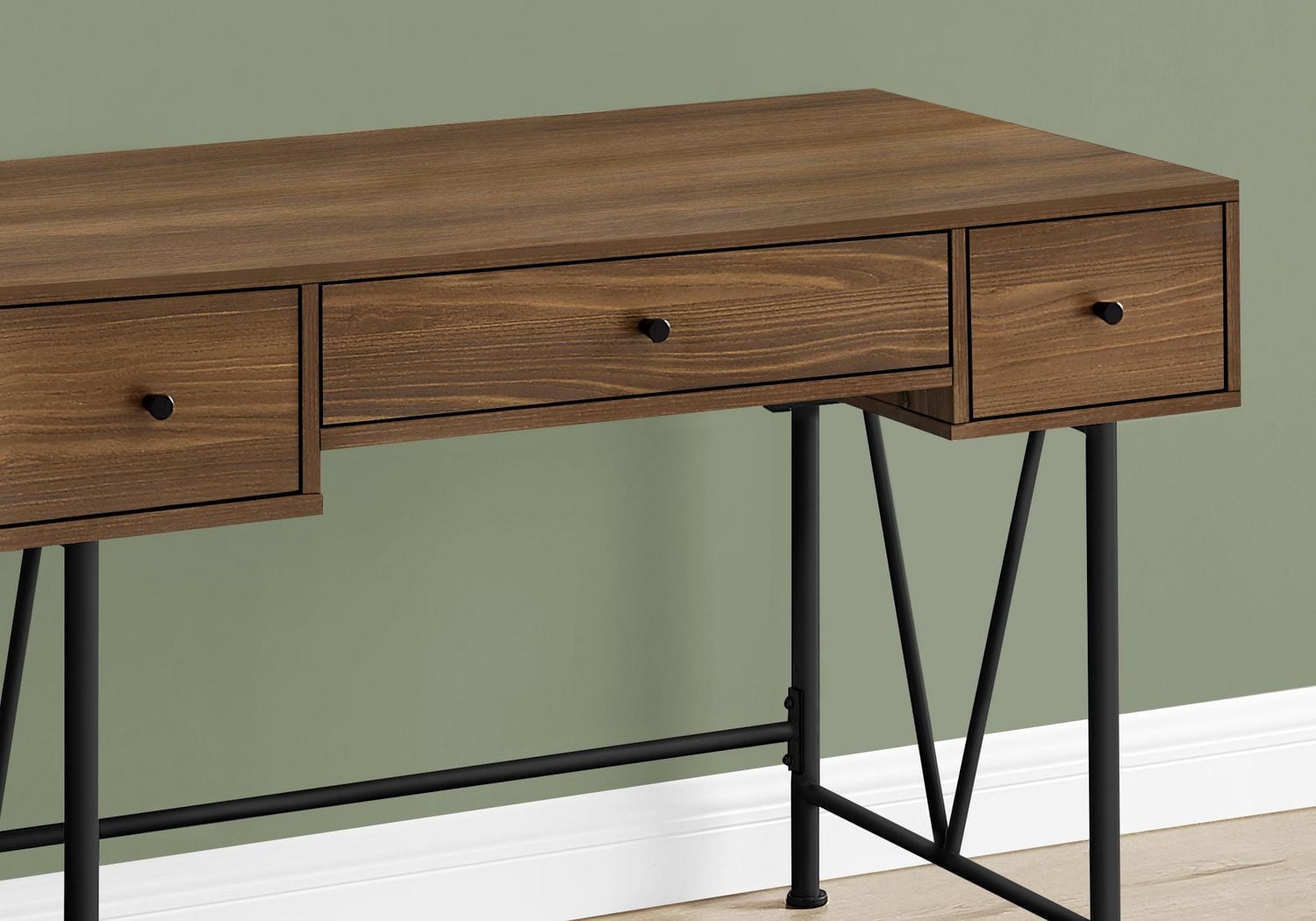 Monarch Specialties Bureau, Bureau À Domicile, Ordinateur Portable, Tiroirs De Rangement, 48"l, Travail, Métal, Stratifié, Noyer, Noir, Transitionnel