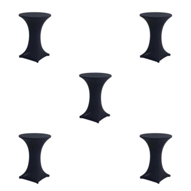 ZheElen Easy Care Stretch Round Tablecloth Versatile And Environmentally Friendly black 5Set
