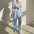 thumbnail image 2 of Timegard 2 Piece Suits Set for Women Button V Neck Open Front Jackets Business Office Wide Leg Pant Blazer Outfits, 2 of 6