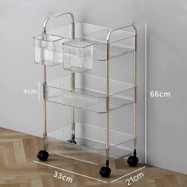3-Tier Rolling Storage Cart, Plastic Multi-Room Organizer, Easy Mobility, Versatile Design, for Kitchen Office Living Room, Space-Saving Storage, Compact Bench Top Organizer Hzhnb | Plastic, B