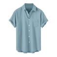 thumbnail image 1 of cfhntfmh Short Sleeve Shirts for Men Button down Casual Summer Shirts Beach Vacation Solid Color Tshirts Collared Neck Tops, 1 of 7