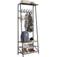 thumbnail image 1 of Hallway Coat Rack With Bottom 3-Tier Shoe Bench, Standing Metal Hall Tree Garment Rack Storage Shelf  4-in-1 Hall Trees Shoe Bench with 2 Rows-10 Hooks, 1 of 8