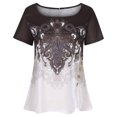thumbnail image 4 of Birdeem Fashion Woman Causal Printing Blouse Short Sleeve T-Shirt Summer Button Tops, 4 of 8