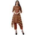 thumbnail image 2 of Moomaya Asymmetric Kurti With Pant Indian Tunic Tops Printed Kurti Set For Women, 2 of 6