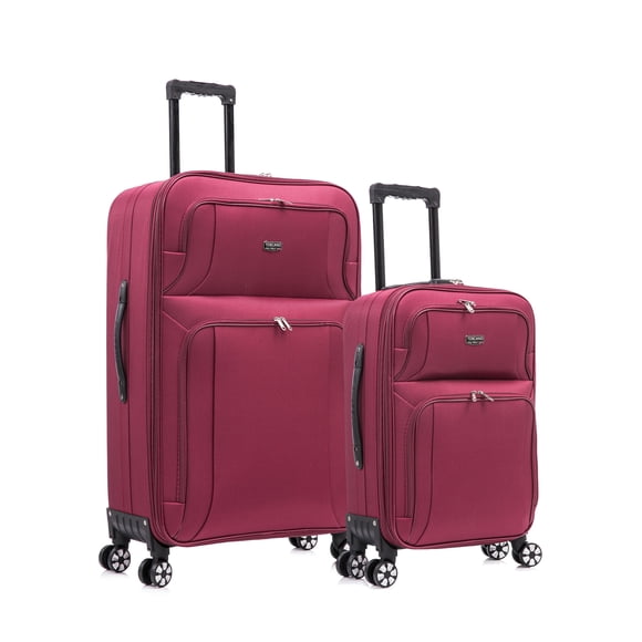 TOSCANO Gestore 2-Piece 19" & 30" Softside Lightweight Luggage Set, Expandable, 360-Degree Spinner Wheels - Burgundy