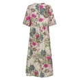 thumbnail image 3 of Robe Longue Maxi Boho Décontractée en Coton et Lin à Manches 3/11 à Fleurs pour Femmes, 3 of 8