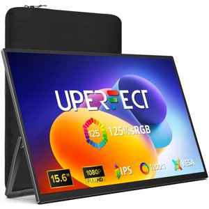 UPERFECT Portable Monitor 15.6", 125% sRGB Ultra-Slim Laptop Monitor with Protective Sleeve, Built-in Adjustment Stand | Speaker