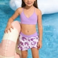 thumbnail image 2 of RXMEKW Girls Bikini Swimsuit for Kids with Ruffle Skirt and Halter Top, 2-Piece Princess Hot Spring and Pool Set in Purple, 2 of 7