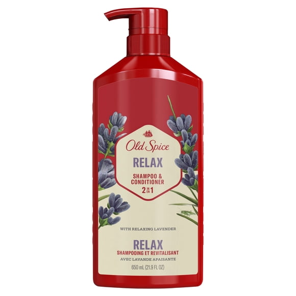 Old Spice Relax 2 en 1 Shampooing et Revitalisant pour Hommes à la Lavande, pour des Cheveux Épais et en Santé pour Hommes