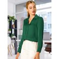thumbnail image 2 of INSPIRE CHIC Blouse Élégante pour Femme, Unie, Col en V, Satin Lisse, Manches Longues, 2 of 4