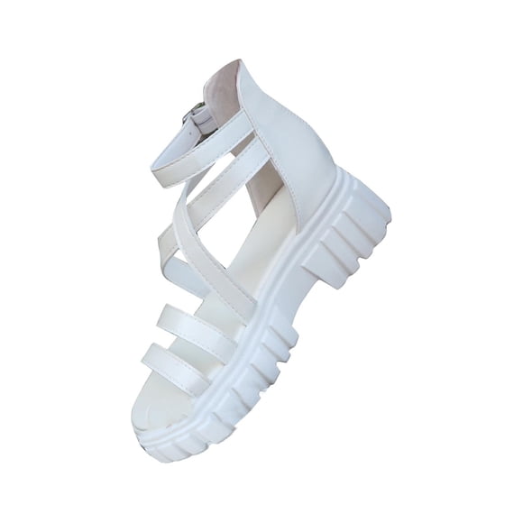 Wdhugt Platform Sandals For Women Roman Style Hollow Out Thick Sole Summer Beach Slide Slippers Plus Size Footware White Size 38 Eu 38 Uk 4.5 Us 7 Foot Length 9.45 Inches