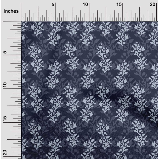 oneOone Polyester Lycra Fabric Leaves & Floral Block Printed Fabric 1 Yard 56 Inch Wide