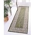 thumbnail image 3 of Unique Loom Outdoor Collection Tapis de Style Transitionnel pour Intérieur et Extérieur à Bordure Florale Traditionnelle, 2 x 6 Pieds, Vert/gris, 3 of 4