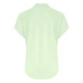 thumbnail image 5 of WEIYLL Ladies T Shirts Summer Loose Fit V Neck Curved Hem Flowy Solid Green Blouse Sizes L, 5 of 5