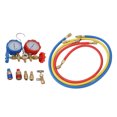 thumbnail image 1 of Refrigerant Manifold Gauge Set, Color Coded Scale Air Conditioning Pressure Gauge Accurate Measurement 7cm Dial  for Adding Fluorine, 1 of 7