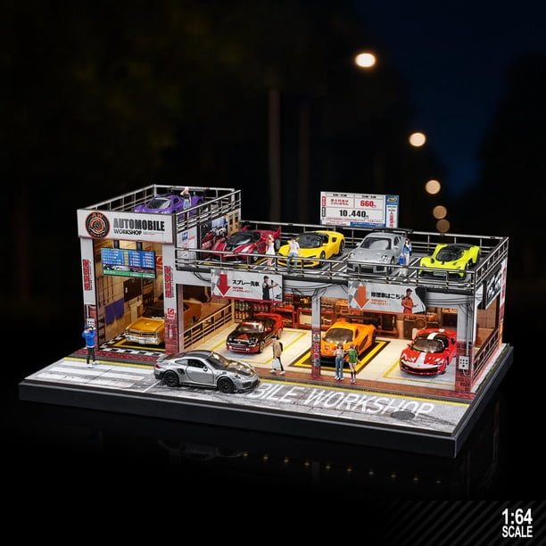 deevoka Diorama Garage Scene Model 1:64 Scale Miniature Neatly