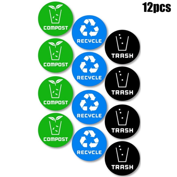 MYG 12pcs Recycle Trash Bin Sticker