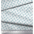 thumbnail image 2 of Soimoi Blue Rayon Fabric Pecan Leaves Decor Fabric Printed Yard 42 Inch Wide, 2 of 3