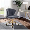 thumbnail image 2 of Meridian Furniture Finley Chaise de Bureau Pivotante Réglable en Velours Gris et Or, 2 of 6