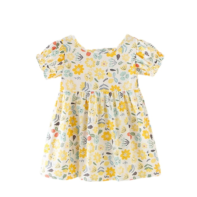 LUOGENLI Robe Bébé Robes pour Bébés Filles Robe Maxi avec Poches pour Filles Jaune Pâle 2-3 Ans