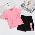 thumbnail image 2 of MIASHUI Ensembles de Shorts Garçons Filles 2 Pcs T-Shirt et Shorts Athlétiques pour Enfants, Rouge, 5-6 Ans, 2 of 4