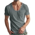 thumbnail image 1 of Plebaso T-Shirts pour Hommes avec Poche Col Ras du Cou Manches Courtes T-Shirt Décontracté Manches Courtes T-Shirts Unis Respirants, 1 of 7