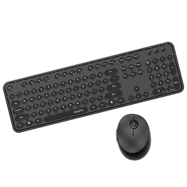 Mofii Mofii Clavier et Souris Rétro Sans Fil, Conception Ergonomique 2,4G, Style Machine à Écrire, Branchez et Utilisez, Noir