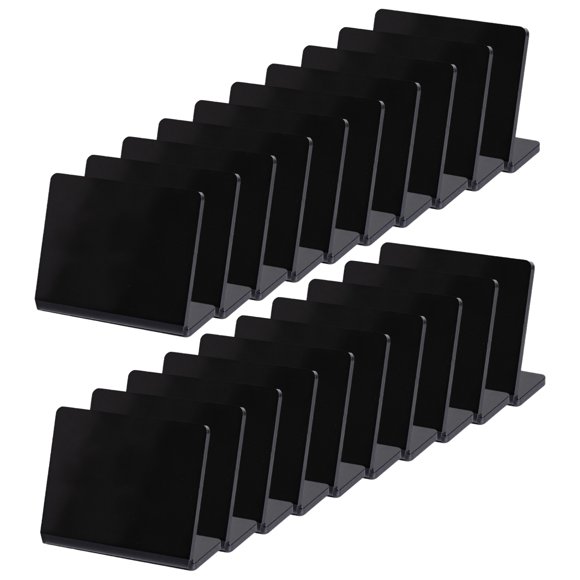 20 PCS Acrylic Mini Chalkboard Signs, L-Shaped Chalkboard Buffet Tags, Small Black Food Display Stands, Message Board Sign, Mini Tabletop Chalkboard Sign for Bakery, Birthday Parties, Weddings