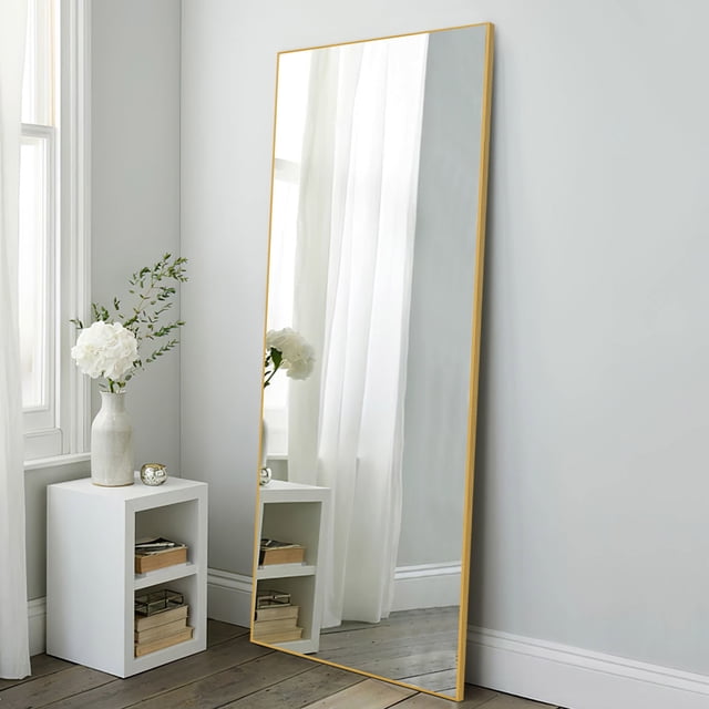NeuType Full Length Floor Mirror Rectangular Gold 59"x19"