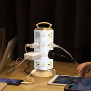 Vertical Power Strip Tower with 16 Outlets & 3 USB Ports (5V/2.1A), 6.6ft Cord, Surge Protector, Individual Switches & Space-Saving Design for Office/Home