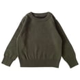 thumbnail image 1 of RXIRUCGD Boys And Girls Solid Color Sweater Pullover Knitted Sweater Candy Base Sweater( Army Green, Size:7-8 Years ), 1 of 2