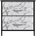thumbnail image 2 of Sorbus Table de Chevet à 2 Tiroirs Commode Table d'Appoint - Cadre Noir Marbre Blanc, 2 of 9