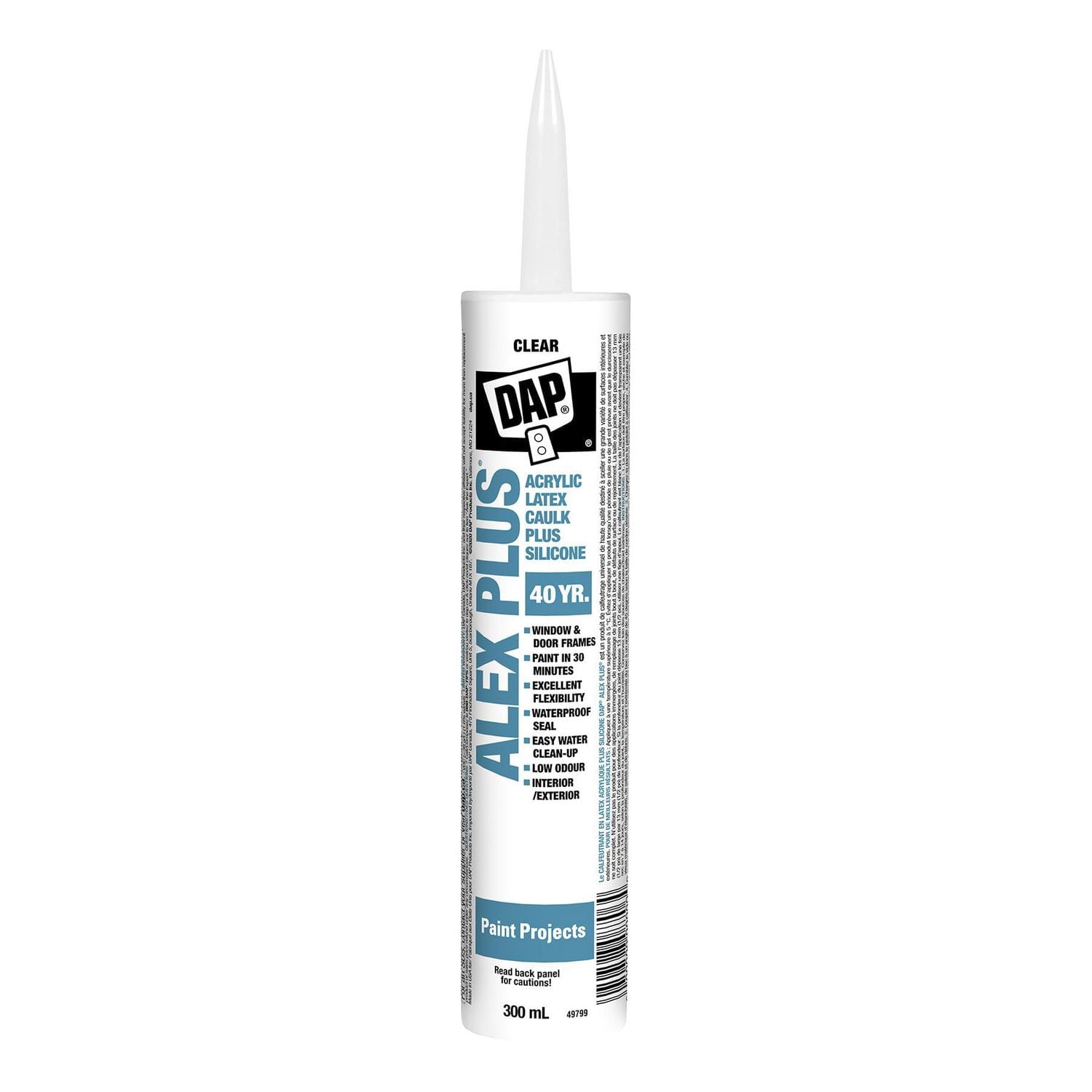 DAP Canada Alex plus Acrylic Latex Caulk plus Silicone, 300ml, Clear