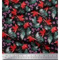 thumbnail image 2 of Soimoi Polyester Crepe Fabric Spruce Leaves & Lily Floral Print Fabric by The Yard 42 Inch Wide, 2 of 3