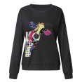 thumbnail image 5 of Leutsin Ladies O-Neck Solid Color Printing Long-Sleeved Loose Striped Casual Top, 5 of 5