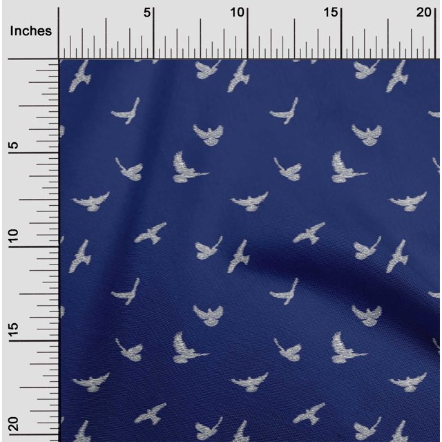 oneOone Viscose Chiffon Fabric Bird Ikat Print Fabric By Yard 42 Inch Wide