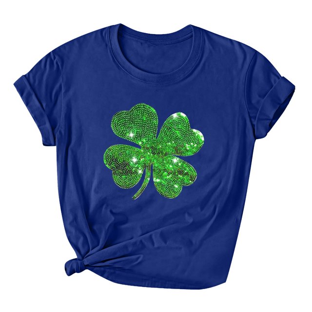 Besolor T-Shirts de la Saint-Patrick pour Femmes, Col Rond, Manches Courtes, T-Shirts Basiques, T-Shirts Graphiques Shamrock, Hauts de Festival