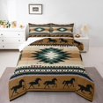 thumbnail image 1 of Erosebridal Ensemble de Literie Animal Cheval Simple pour Adolescent, Couette Bohème Hippie Aztèque, Marron Noir, Réversible, Léger, 2 Pcs, 1 of 7