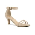 thumbnail image 1 of BLISSFUL STEP Women's Shoes Faux Suede Ankle Strap Kitten Heel Slide Straps Solid Sandals  Beige 6, 1 of 7
